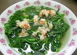 Canh cải xoong với tôm tươi