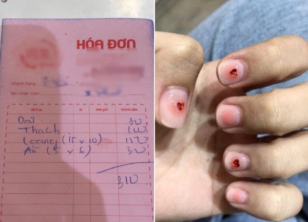 Cô gái làm bộ nail có mấy hình trái tim đến lúc báo giá 310.000 nghìn