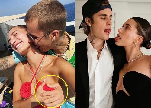 Hailey tung bộ ảnh tình tứ chúc sinh nhật chồng yêu, ai dè sự chú ý đổ dồn vào bàn tay hư của Justin Bieber đặt ở nơi "khó nói"