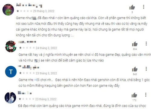 Một game mới phát hành tại VN đã bị ăn bão 1 sao, kéo rate thảm hại vì làm quảng cáo cà khịa Genshin Impact