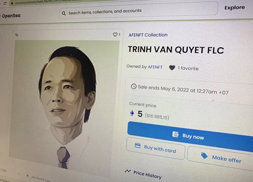 Hình NFT ông Trịnh Văn Quyết được rao bán với giá gần 17.000 USD