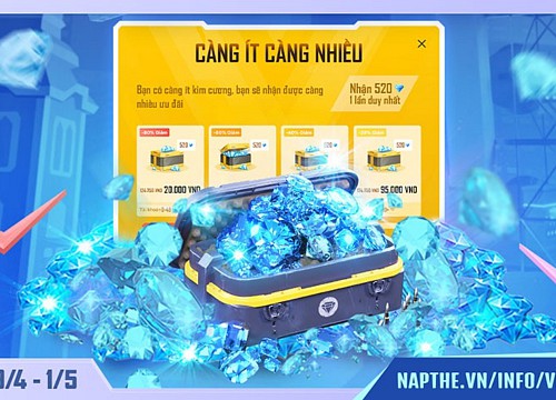 Free Fire: Siêu ưu đãi lên tới 500% giá trị kim cương