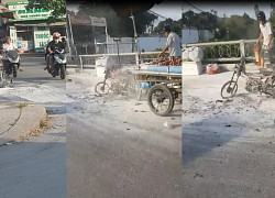 TP.HCM: Bị nhắc nhở, người bán hàng rong đốt xe lôi tự chế