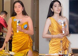 Nam Em để lộ body phì nhiêu, đô con, bắp tay to lạ thường giữa dàn mỹ nhân Miss World