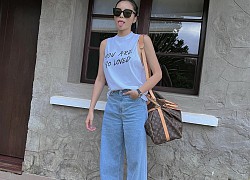 Học sao Việt diện quần jeans ống rộng đơn giản mà đẹp