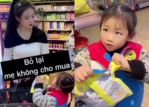 Mẹ bất lực khi con gái vào siêu thị đòi mua snack