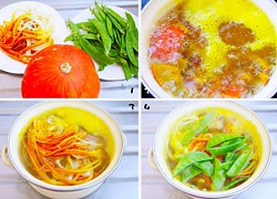 Ngọt mát: Canh bí đỏ nấu nấm