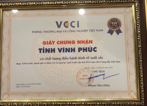 Vĩnh Phúc: Đứng thứ 5 về chỉ số năng lực cạnh tranh cấp tỉnh( PCI) Việt Nam