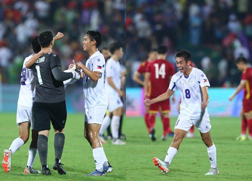 Cầm hòa U23 Việt Nam, cầu thủ U23 Philippines ăn mừng cuồng nhiệt như vừa thắng to