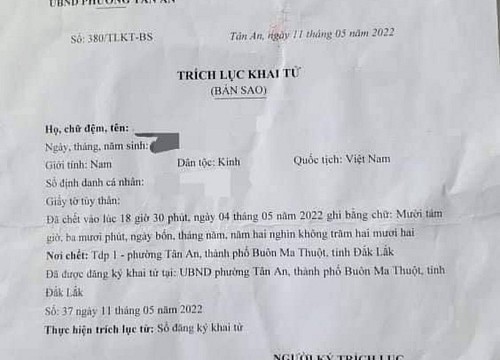 Bất ngờ mẹ đi khai tử cho con trai 3 tuổi dù còn sống