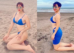 Diễn viên Thanh Hương diện bikini, khoe đường cong "rực lửa" trên bãi biển