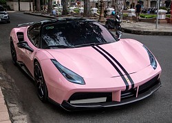 Cận cảnh Ferrari 488 GTB với ngoại thất màu hồng tại TP.HCM