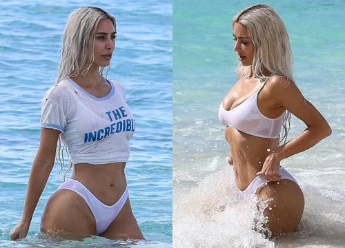 Kim Kardashian quyến rũ với đường cong "căng tràn" khi diện bikini