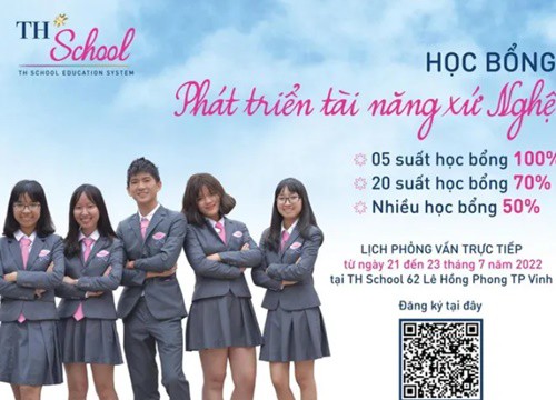 Cơ hội nhận học bổng 'Phát triển tài năng xứ Nghệ' lên tới 100% tại TH School cơ sở Vinh