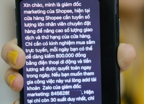 Chiêu giả mạo Shopee tuyển nhân viên lương tới 1 triệu đồng/ngày vẫn lừa được nhiều người