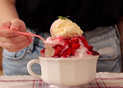 Công thức làm bingsu sữa dâu dễ làm, không cần ra tiệm