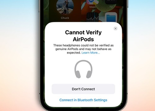 iOS 16 cảnh báo khi dùng AirPods nhái