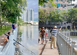 'Cần thủ' thả mấy cần câu một lúc ở kênh Nhiêu Lộc - Thị Nghè, mặc kệ biển cấm