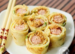 Thưởng thức bánh pancake trứng cuộn xúc xích dễ làm