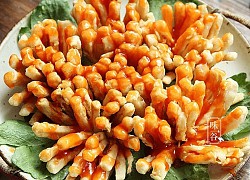 Cách làm nấm đùi gà chiên hoa cúc cực đẹp mắt