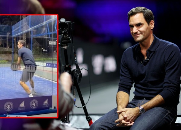 Federer đã trở lại sân đấu nhưng cầm trên tay cây vợt lạ hoắc