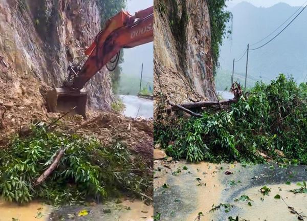 Mưa lớn làm sạt lở đèo La Ngà ở Đà Nẵng, đất đá tràn chắn ngang đường