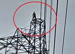 Nhậu say, leo lên đỉnh cột điện cao thế 500kV đứng...hóng mát