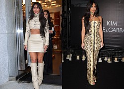 Dù chật vật leo cầu thang, Kim Kardashian vẫn yêu thích váy bodycon