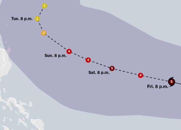 Siêu bão Mawar tiến sát đất liền Philippines, đe dọa nhiều quốc gia