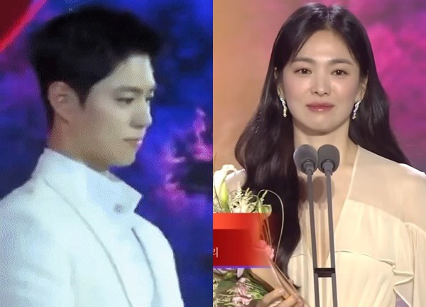 Clip gây sóng gió: Park Bo Gum cố kìm nén khi Song Hye Kyo phát biểu nhận giải ở Baeksang vì tin đồn ngoại tình năm xưa?