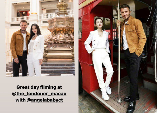 Ảnh hậu trường 'tình bể bình' của David Beckham và Angelababy