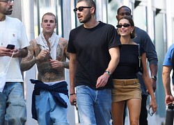 Justin Bieber cởi áo, khoe loạt hình xăm "khủng" khi đi chơi cùng vợ