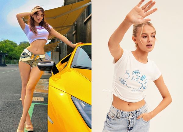 Hot girl Trung Quốc diện áo lửng, quần ngắn check-in bên siêu xe Lamborghini