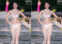 Á hậu Phương Nhi lộ rõ điểm yếu catwalk, có hành động gây tranh cãi khi biểu diễn bikini trước thềm chinh chiến quốc tế