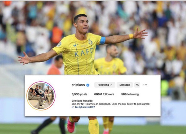 Ronaldo cán mốc 600 triệu người theo dõi trên Instagram