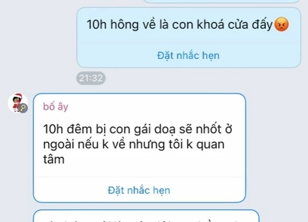 Viral tin nhắn con gái dọa khóa cửa nếu bố mẹ 10h tối chưa đi chơi về, phụ huynh đáp 1 câu "không ngờ"