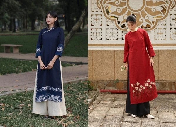 Khoe dáng mảnh mai, nữ tính cùng áo dài linen