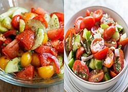 Cách làm salad cà chua dưa chuột giòn ngon thanh mát, giảm cân đón Tết cực xinh