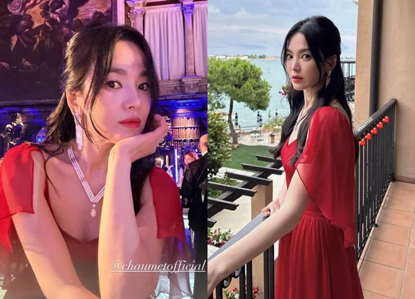 Song Hye Kyo đại náo sự kiện trời Âu: Sexy hút hồn trong chiếc váy đỏ "khét lẹt", tạo khung hình "chị em tài phiệt" đã mắt bên Cha Eun Woo