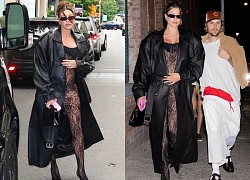 Hailey Bieber mặc như không mặc outfit xuyên thấu khoe bụng bầu 7 tháng, nhan sắc lên hương hẳn vì điều này