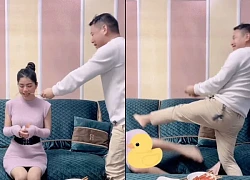 Rầm rộ clip Hằng Du Mục bị chồng dùng chân &#8220;tác động&#8221;, ngã lăn quay trên ghế