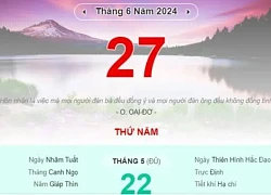 Lịch âm hôm nay - Xem lịch âm ngày 27/6