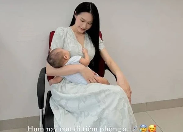 "Hot mom" Doãn Hải My gây sốt với diện mạo "gái một con trông mòn con mắt" khi cùng Đoàn Văn Hậu đưa con đi tiêm phòng