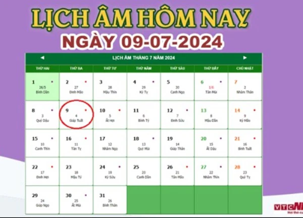 Lịch âm 9/7 - Âm lịch ngày 9 tháng 7 năm 2024 là ngày tốt hay xấu?