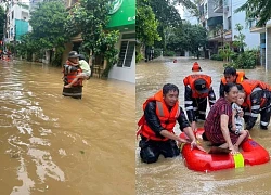 Hàng trăm Cảnh sát cơ động ngâm mình trong mưa lũ cứu dân tại Lào Cai, Yên Bái