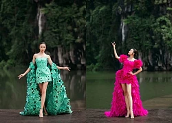 H'Hen Niê, Ngọc Châu, Xuân Hạnh đi bè đến sàn catwalk trong show Lê Thanh Hòa