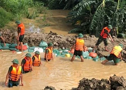 Xuyên đêm xử lý sự cố rò rỉ thấm chân đê ở Thanh Hóa