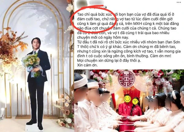 Standee Sơn Tùng "phá" đám cưới: bạn thân cô dâu bị chỉ trích, chú rể...xin lỗi