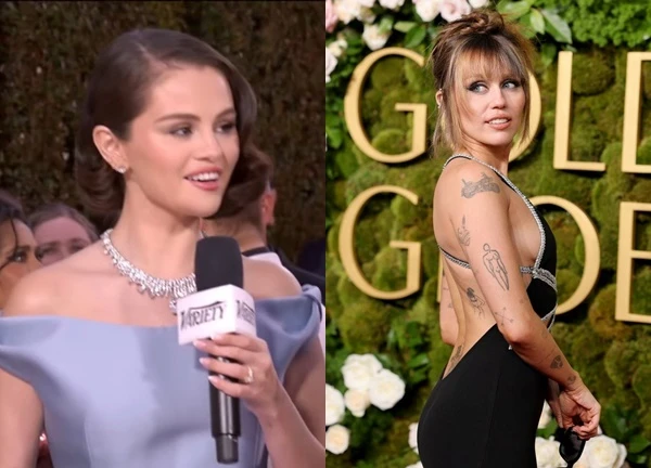 Thảm đỏ Quả Cầu Vàng 2025: Selena Gomez xuất hiện 10 giây cũng đủ át Angelina Jolie, Miley Cyrus bốc lửa "chặt chém" cả dàn mỹ nhân