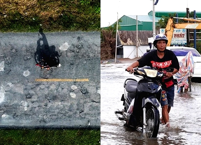 Lạ lùng lấy xi măng đi vá... quốc lộ 1 ở Cà Mau